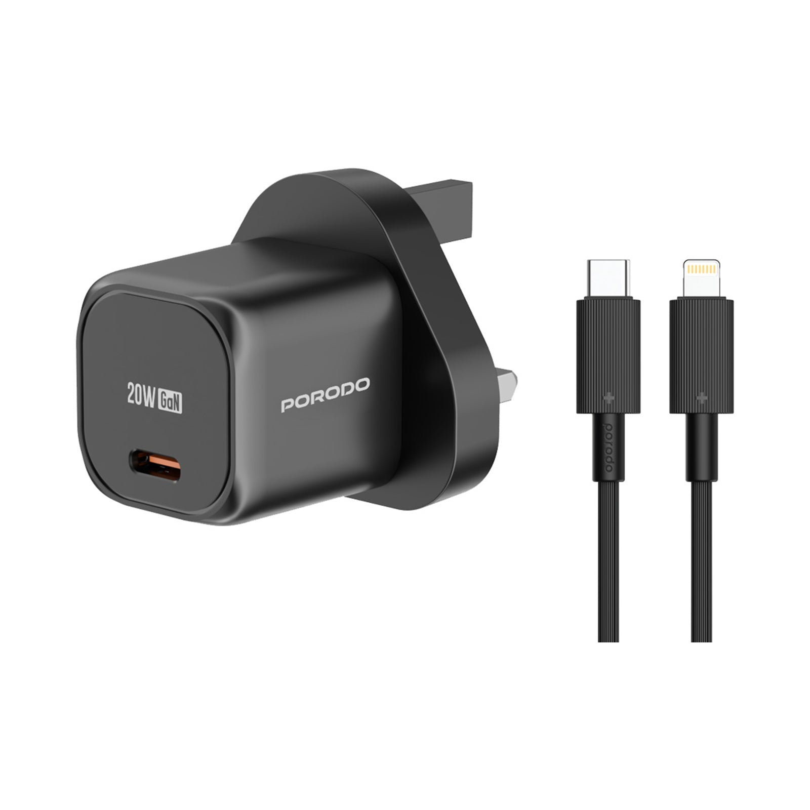 Porodo Dual-Port Mini WallCharger - Black